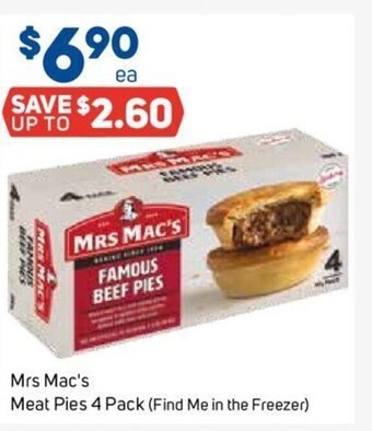 Foodland Mrs Mac's Meat Pies 4 pack offer