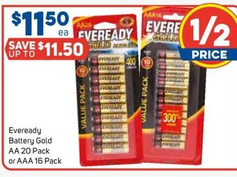 Foodland Eveready Battery Gold AA 20 Pack or AAA 16 Pack offer