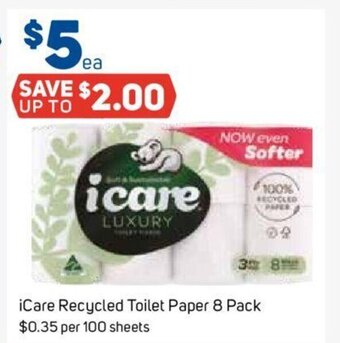 Foodland iCare Recycled Toilet Paper 8 pack offer