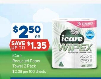Foodland iCare Recycled Paper Towel 2 pack offer