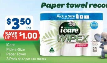 Foodland iCare Pick-a-Size Paper Towel 3 pack offer