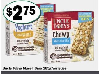 Friendly Grocer Uncle Tobys Muesli Bars 185g offer