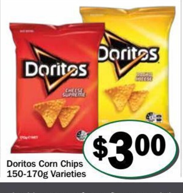Doritos Corn Chips 150170g. offer at Friendly Grocer