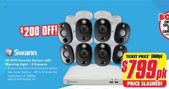The Good Guys 4K DVR security system with warning light - 8 camera offer