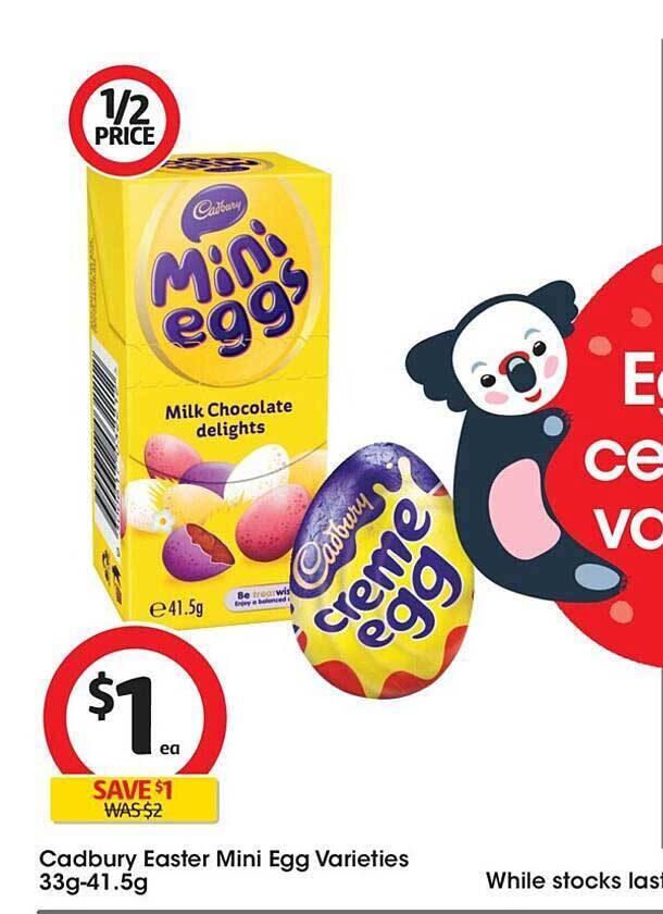 Cadbury easter mini egg varieties offer at Coles