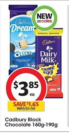 Coles Cadbury block chocolate offer