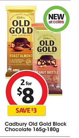 Coles Cadbury old gold block chocolate offer