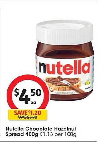 Coles Nutella chocolate hazelnut spread offer