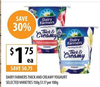 Supabarn Dairy Farmers Thick And creamy Yoghurt Selected Varieties 150g offer