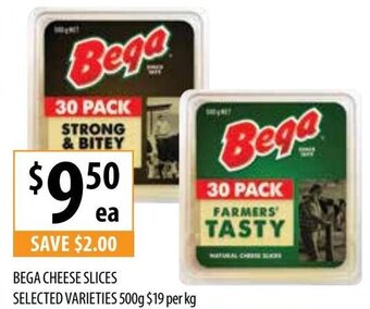 Supabarn Bega Cheese Slices Selected varieties 500g offer