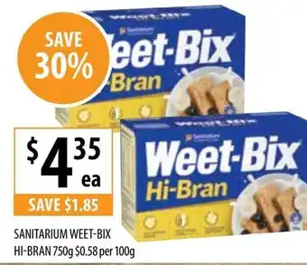 Sanitarium Weet-Bix Hi-Bran 750g $0.58 per 100g