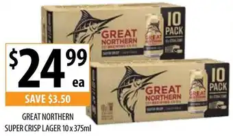 Supabarn Great Northern Super Crisp Lager 10x375 ml offer