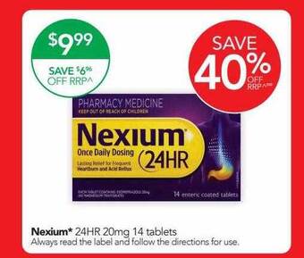 Terry White Nexium 24hr 20mg 14 tablets offer