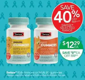 Terry White Swisse kids immune or multi 60 gummies offer