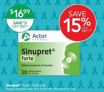 Terry White Sinupret forte 20 tablets offer