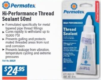 Burson Auto Parts Permatex Hi-Performance Thread Sealant 50ml offer