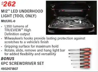 Burson Auto Parts Milwaukee M12™ LED Underhood Light Bonus 6Pc Screwdriver Set offer