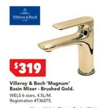 Harvey Norman Villeroy & Boch 'Magnum' Basin Mixer - Brushed Gold offer