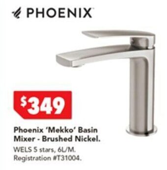 Harvey Norman Phoenix 'Mekko' Basin Mixer- Brushed Nickel offer