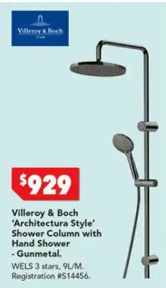 Harvey Norman Villeroy & Boch 'Architectura Style' Shower Column with Hand Shower - Gunmetal offer