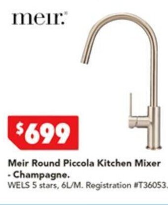 Harvey Norman Meir Round Piccola Kitchen Mixer - Champagne offer