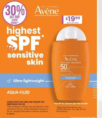 Avene Sunscreen Aqua-Fluid 50+
