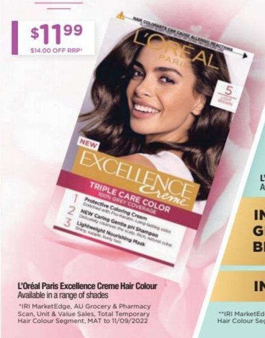 L'Oreal Paris Excellence Creme Hair Colour offer at Chemist Warehouse