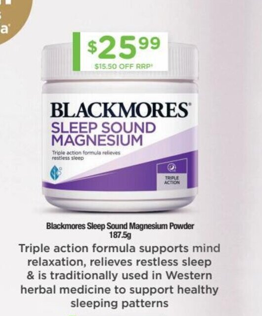 Blackmores Sleep Sound Magnesium offer at Chemist Warehouse