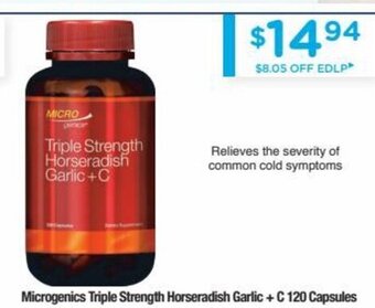 Chemist Warehouse Microgenics Triple Strength Horseradish Garlic + C offer