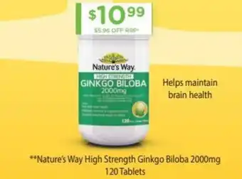 Chemist Warehouse Nature's Way Ginkgo Biloba 2000mg offer