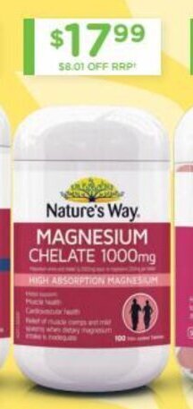 Chemist Warehouse Nature's Way Magnesium Chelate 1000mg offer
