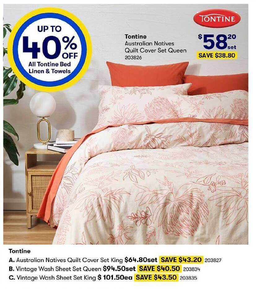 Tontine australian natives quilt cover set queen offer at BIG W