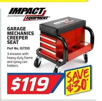 Auto One Impact equipment garage mechanics creeper seat offer
