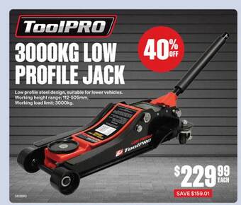 SuperCheap Auto Toolpro 3000kg low profile jack offer
