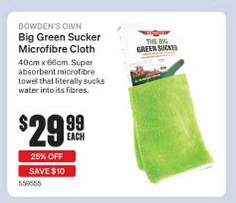SuperCheap Auto Bowden's own big green sucker microfibre cloth offer