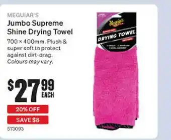 SuperCheap Auto Meguiars jumbo supreme shine drying towel offer