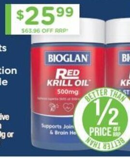 Chemist Warehouse Bioglan Red Krill Oil 500mg offer