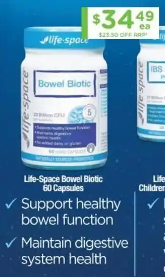 Chemist Warehouse Life Space Bowel Biotic 60 Capsules offer