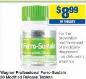My Chemist Wagner professional ferro-sustain 30 modified release tablets offer