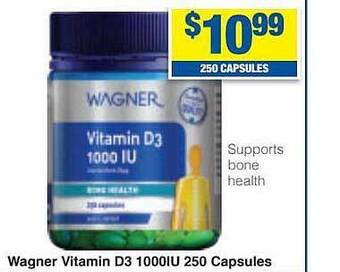 My Chemist Wagner vitamin d3 1000iu 250 capsules offer