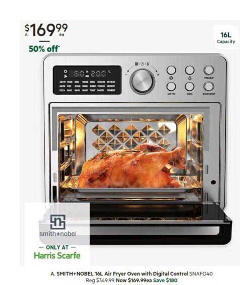 Smith+nobel 16l air fryer oven with digital control offer at Harris Scarfe