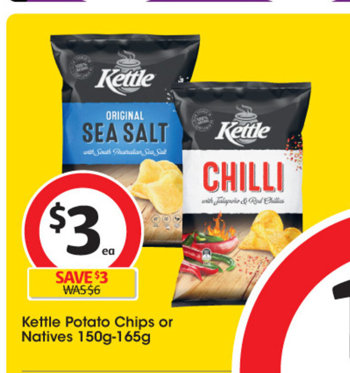 Kettle Potato Chips or Natives 150g165g offer at Coles