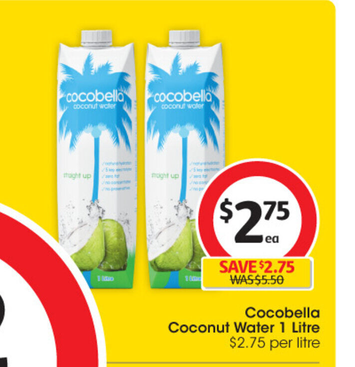 Cococbella Coconut Water 1 Litre offer at Coles