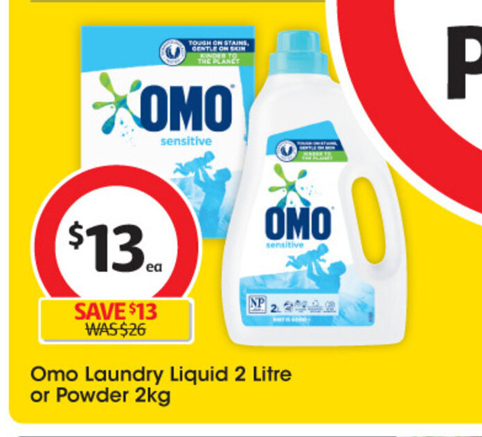 Omo Laundry Liquid 2 Litre or Powder 2kg offer at Coles