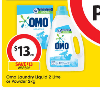 Coles Omo Laundry Liquid 2 Litre or Powder 2kg offer