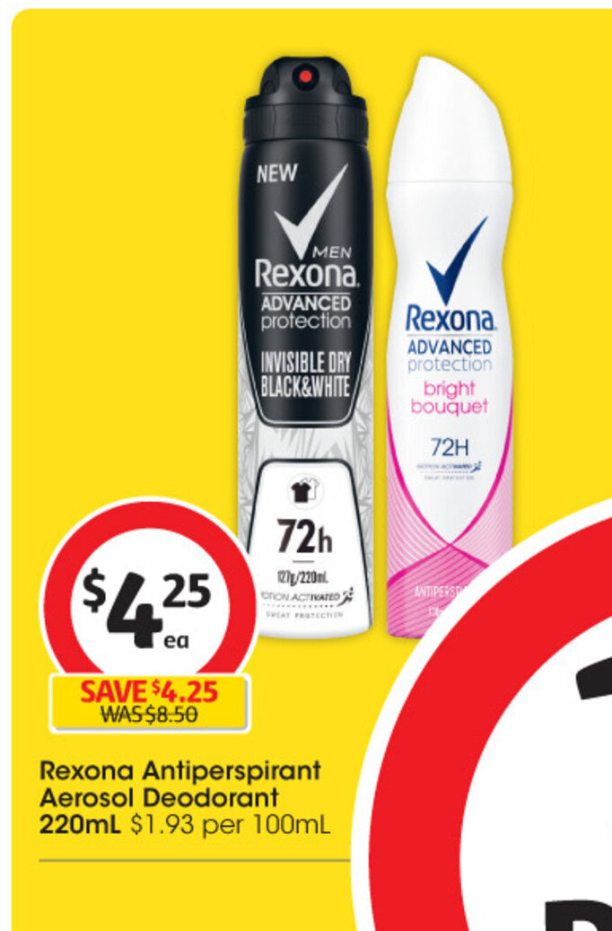 Rexona Antiperspirant Aerosol Deodorant 220ml offer at Coles