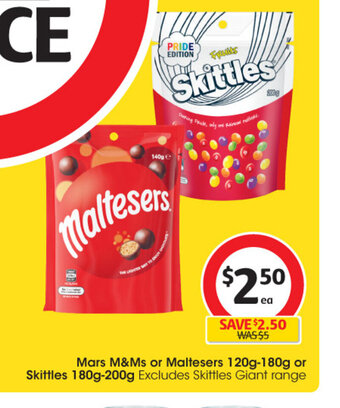 Coles Mars M&Ms or Maltesers 120g-180g offer