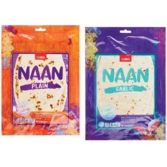 Coles Coles indian naan or roti 225g-280g offer