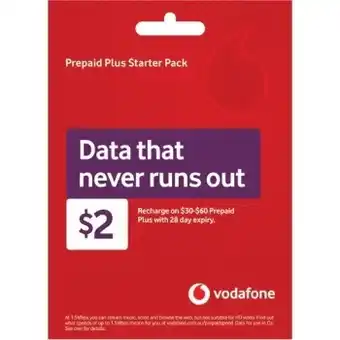 Coles Vodafone $2 prepaid plus starter pack offer