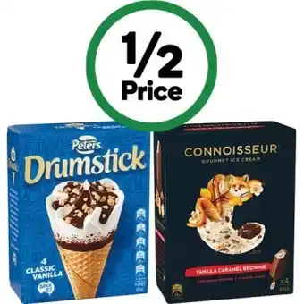 Woolworths Peters drumstick 475-490ml pk 4-6 or connoisseur ice cream sticks 360-400ml pk 4-6 – from the freezer offer